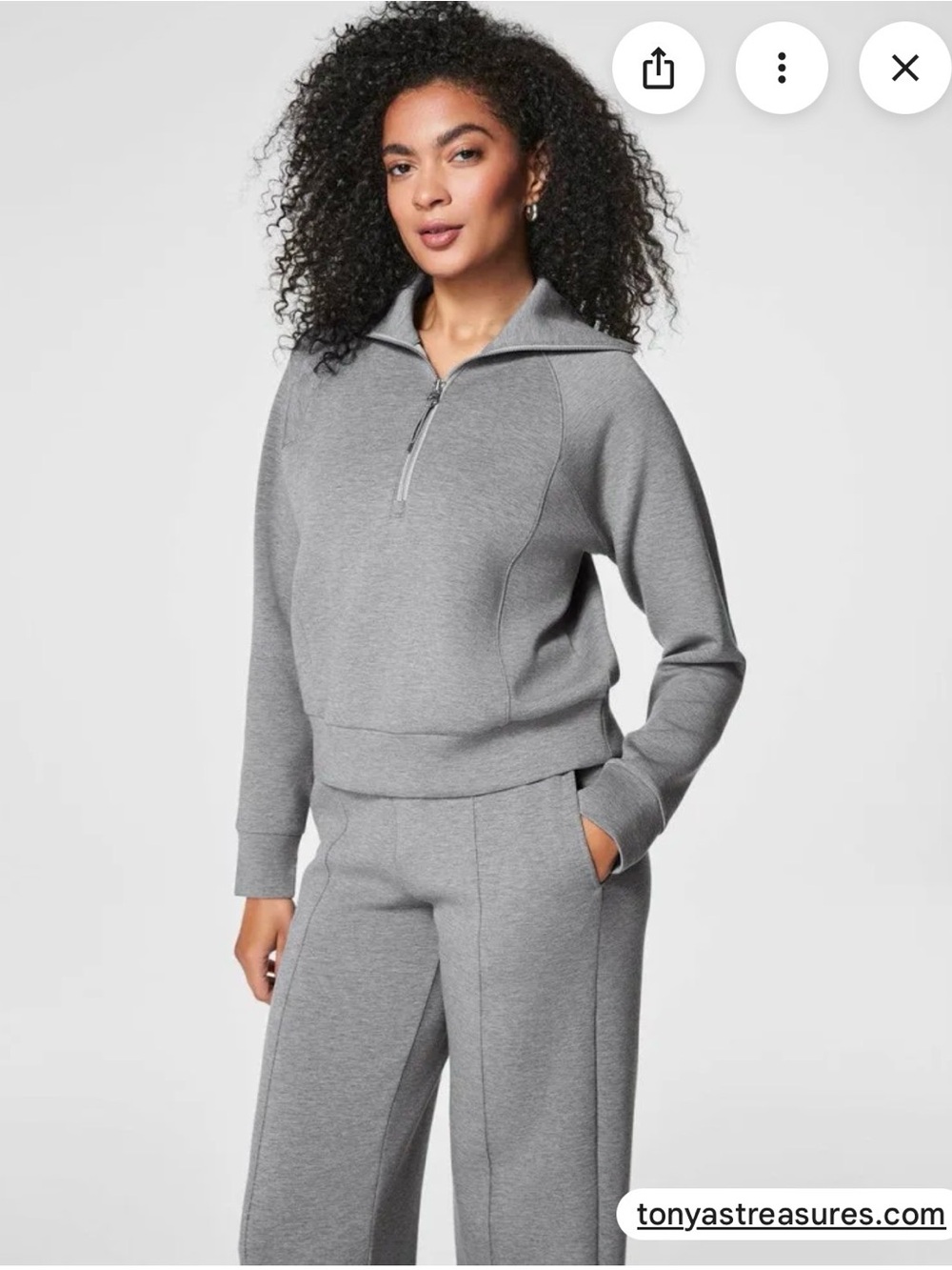 Spanx Women's Air essentials Gray Half-Zip Pullover Sweatshirt